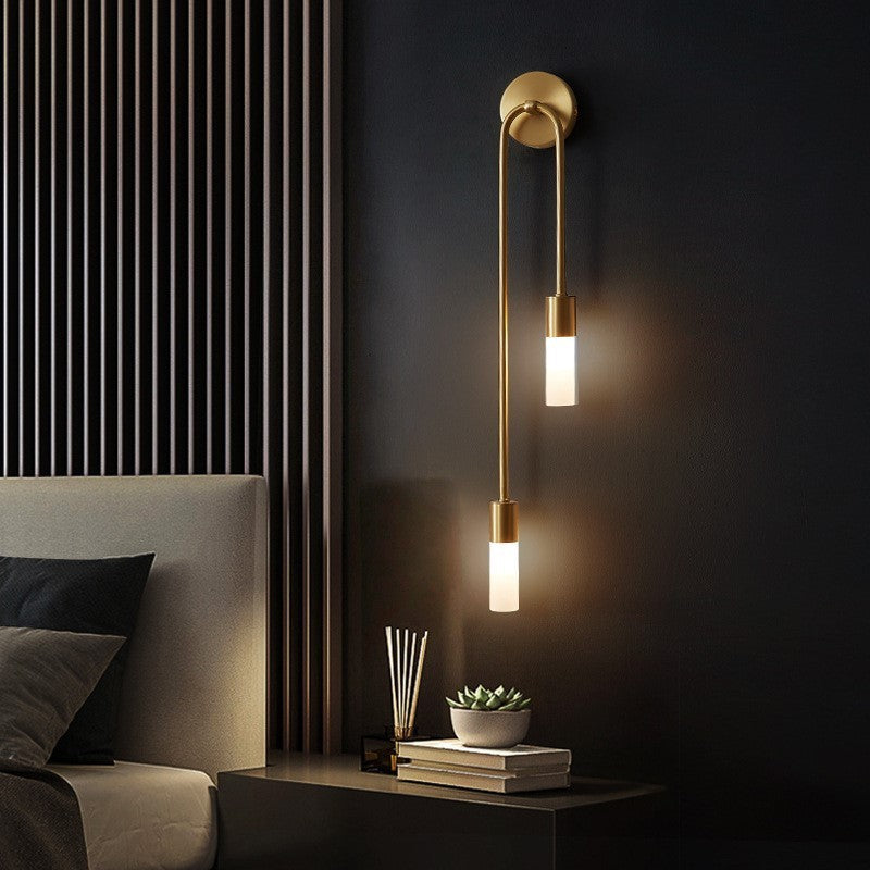 Lineaire LED Wandlamp Goud 2-Lichts Modern Scandinavisch Design Warm Wit Verlichting Woonkamer Slaapkamer | Sansoti