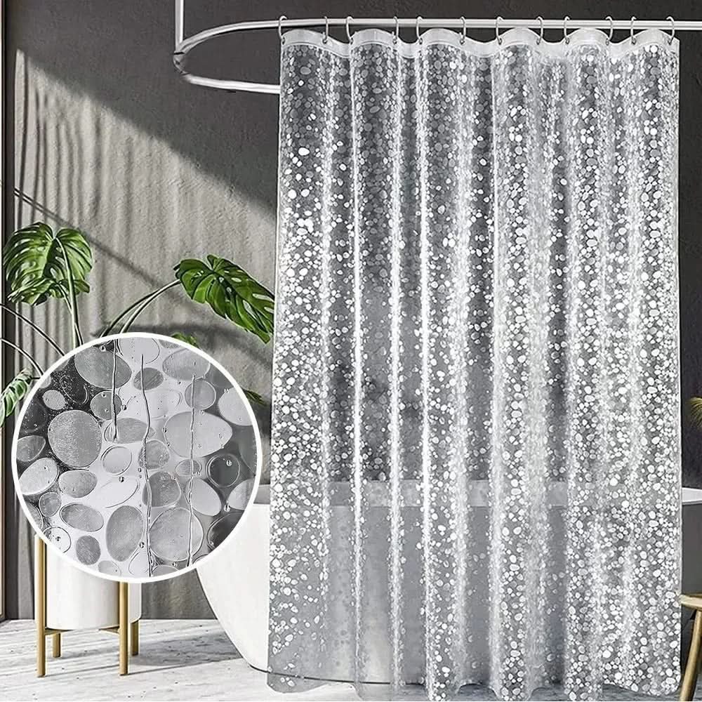 Transparentes Duschvorhang mit Kieselstruktur 180x180cm Wasserdicht Schimmelresistent für modernes Badezimmer | Sansoti