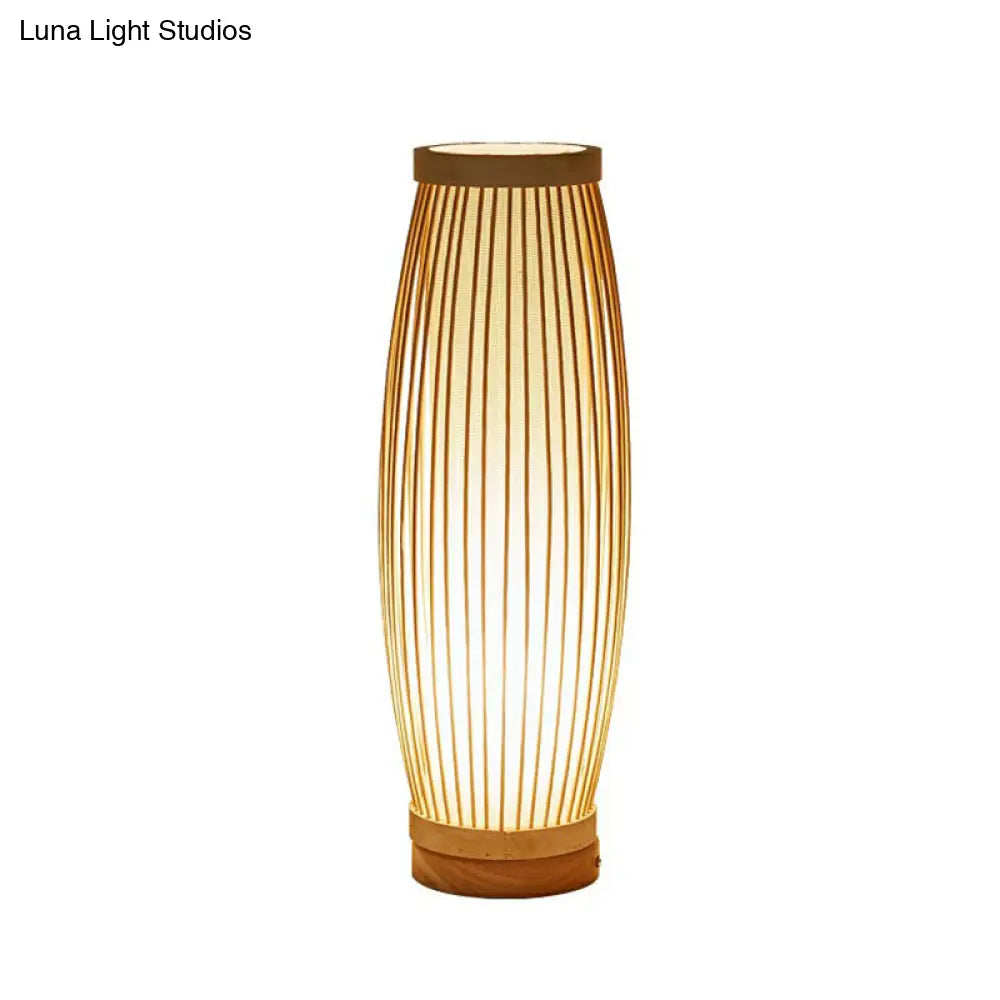 Tafellamp Bamboe Oosterse Stijl Natuurhout Basis Sfeerverlichting Theehoek Aziatisch Design Woonkamer | Sansoti