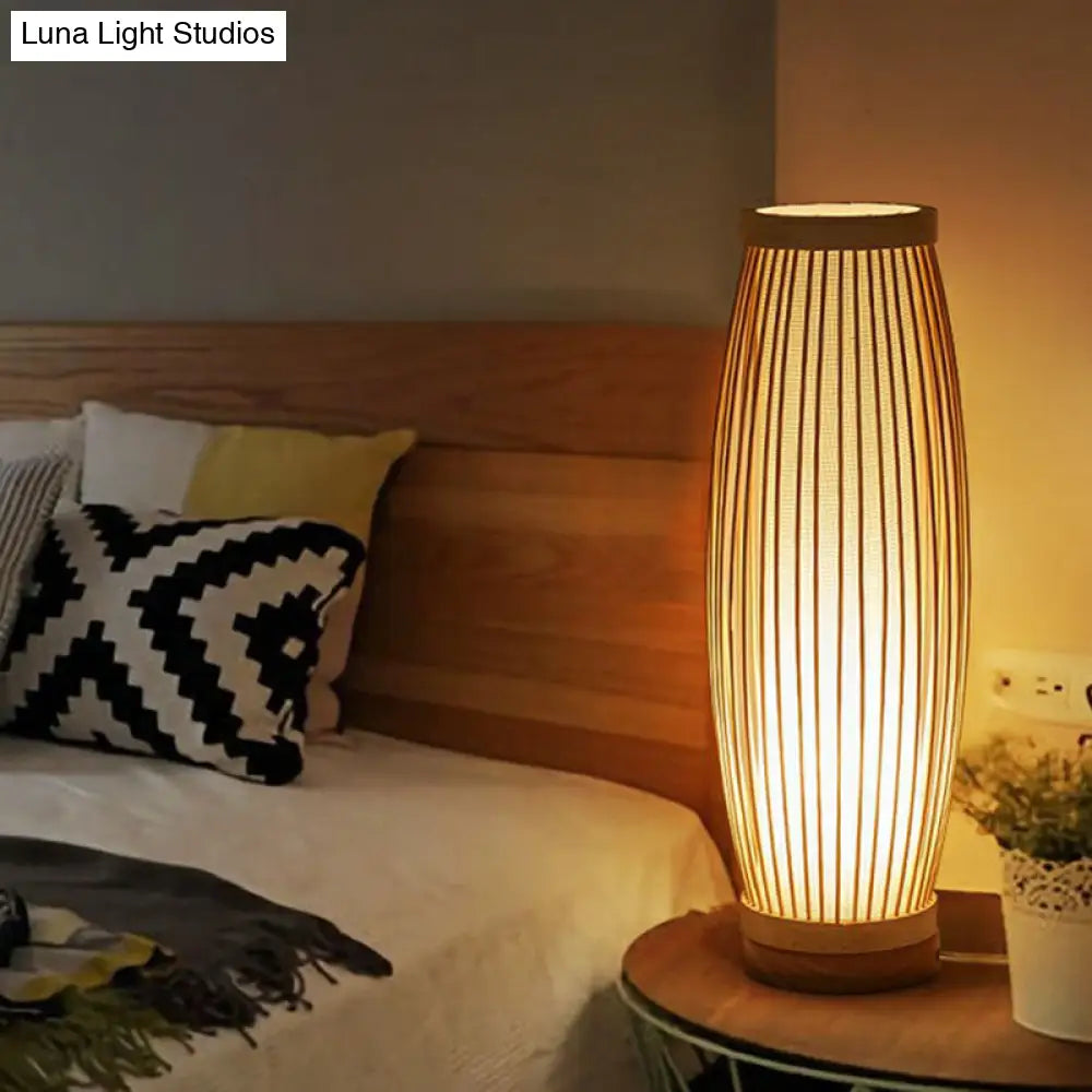 Tafellamp Bamboe Oosterse Stijl Natuurhout Basis Sfeerverlichting Theehoek Aziatisch Design Woonkamer | Sansoti