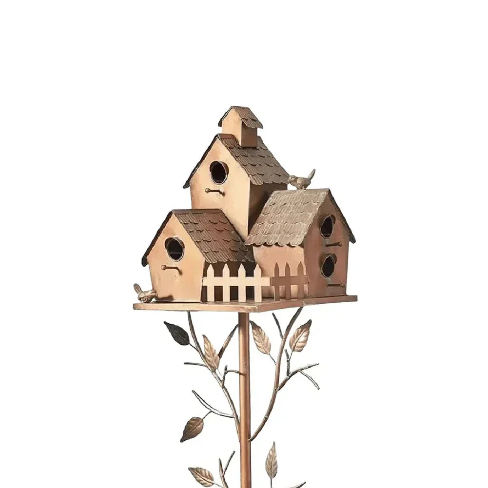 Metal Birdhouse on a Pole with Weather-Resistant Design for the Garden, Patio, and Balcony, Bird Protection and Garden Decoration | Sansoti