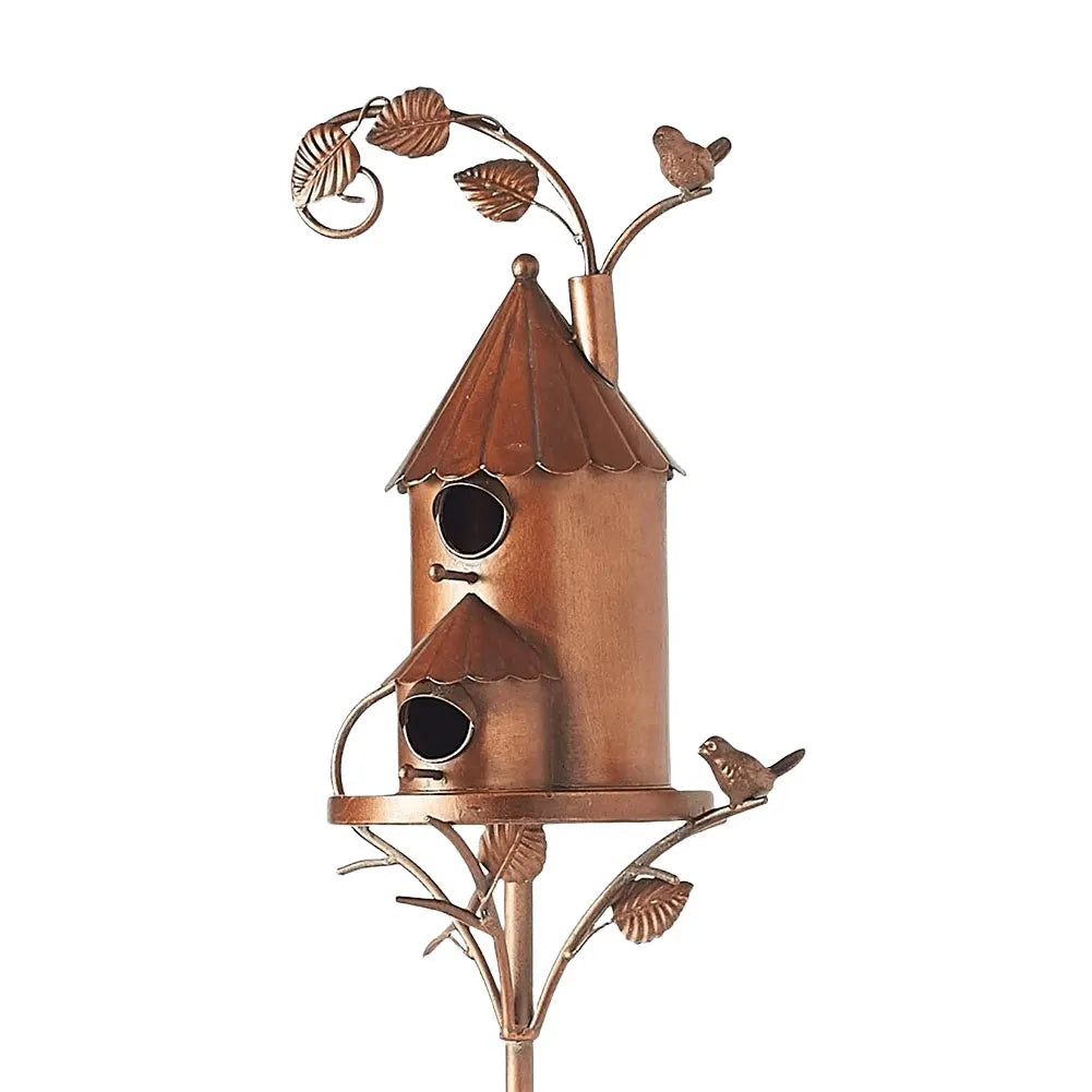 Metal Birdhouse on a Pole with Weather-Resistant Design for the Garden, Patio, and Balcony, Bird Protection and Garden Decoration | Sansoti