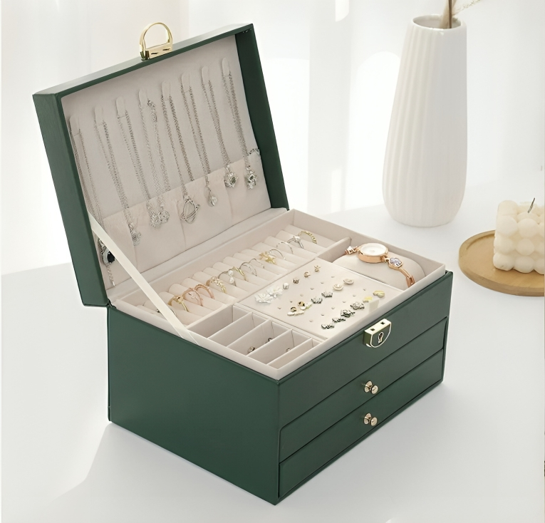Jewelry Box Layered System for Rings Necklaces Earrings Watches Organizer Luxury Jewelry Storage Box | Sansoti