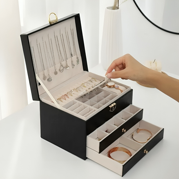 Jewelry Box Layered System for Rings Necklaces Earrings Watches Organizer Luxury Jewelry Storage Box | Sansoti