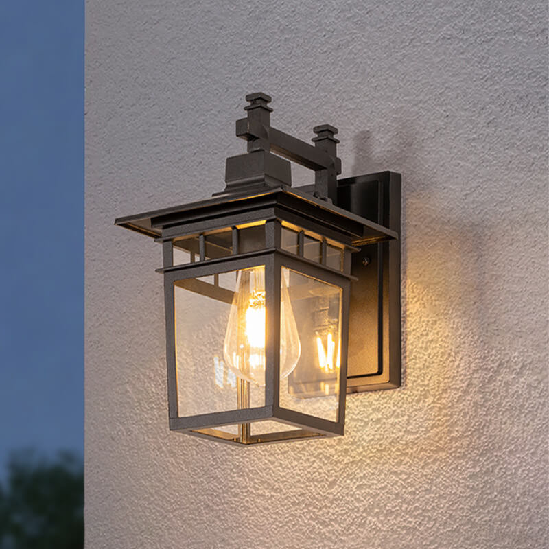 Außenwandleuchte aus Aluminium mit Glaskappe, IP23-wasserfest, für Garten, Terrasse und Veranda, E27-Fassung, Außenbeleuchtung | Sansoti