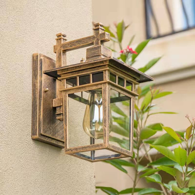 Außenwandleuchte aus Aluminium mit Glaskappe, IP23-wasserfest, für Garten, Terrasse und Veranda, E27-Fassung, Außenbeleuchtung | Sansoti