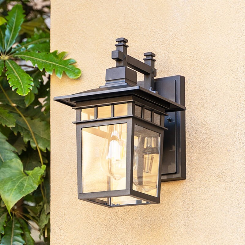 Außenwandleuchte aus Aluminium mit Glaskappe, IP23-wasserfest, für Garten, Terrasse und Veranda, E27-Fassung, Außenbeleuchtung | Sansoti