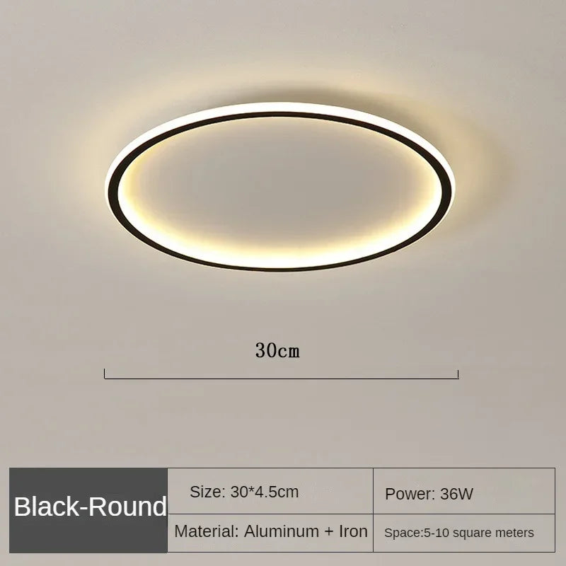 Round LED Ceiling Light Scandinavian Design 20-60cm Dimmable with Remote Control Modern Glass Fixture Living Room | Sansoti