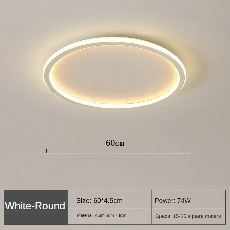 Round LED Ceiling Light Scandinavian Design 20-60cm Dimmable with Remote Control Modern Glass Fixture Living Room | Sansoti