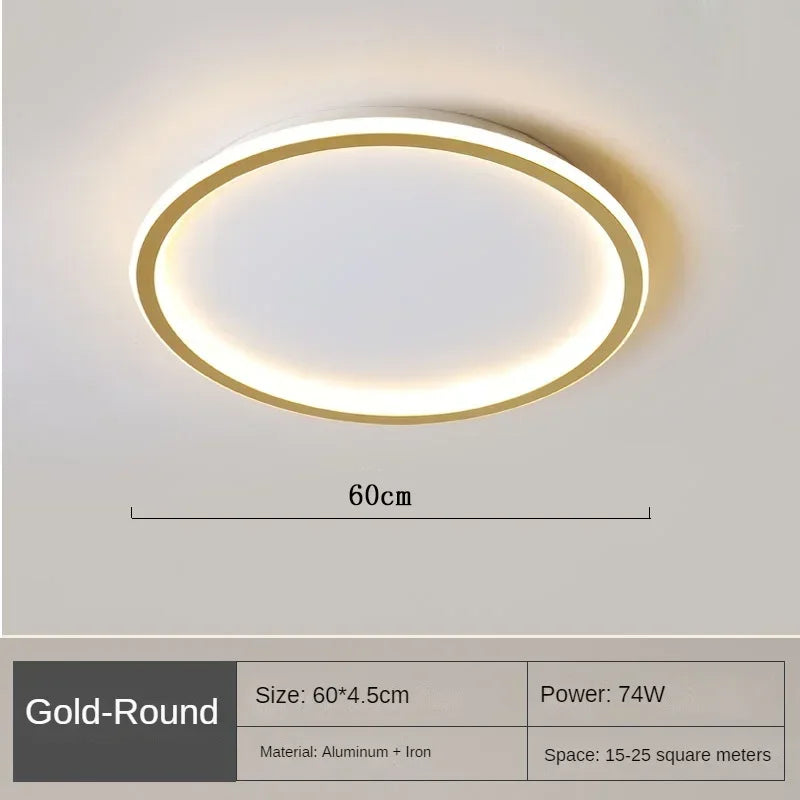Round LED Ceiling Light Scandinavian Design 20-60cm Dimmable with Remote Control Modern Glass Fixture Living Room | Sansoti