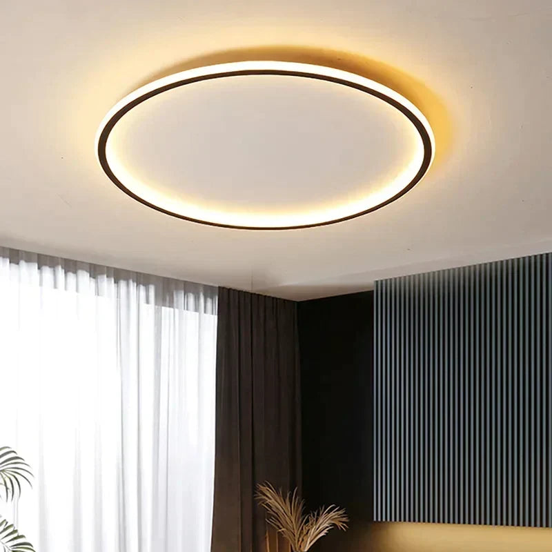 Round LED Ceiling Light Scandinavian Design 20-60cm Dimmable with Remote Control Modern Glass Fixture Living Room | Sansoti