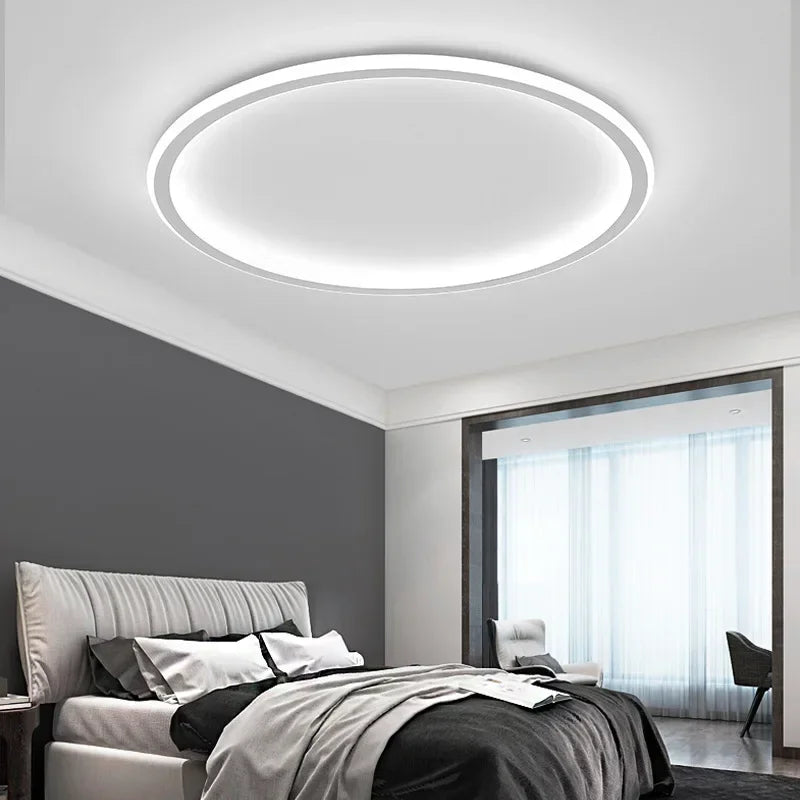 Round LED Ceiling Light Scandinavian Design 20-60cm Dimmable with Remote Control Modern Glass Fixture Living Room | Sansoti
