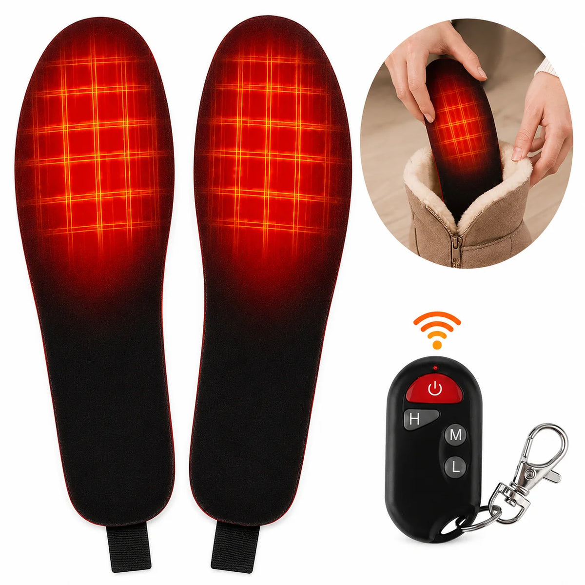 Rechargeable Heated Insoles with Wireless Remote Control for Warm Feet in Winter Shoes Comfort | Sansoti