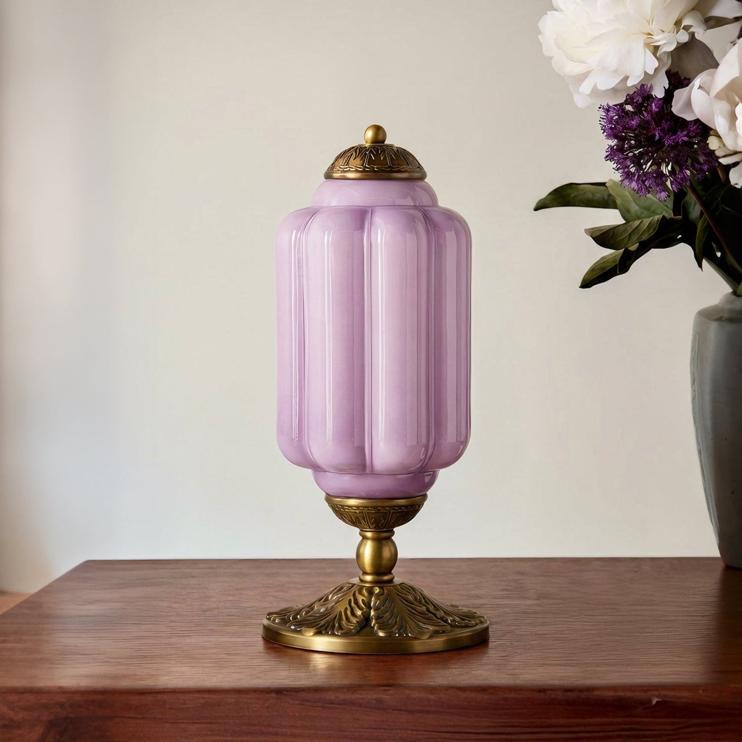 Retro Tafellampen met Getextureerd Crèmekleurig Glas – Franse Vintage Stijl met Messing of Zwart Frame | Sansoti