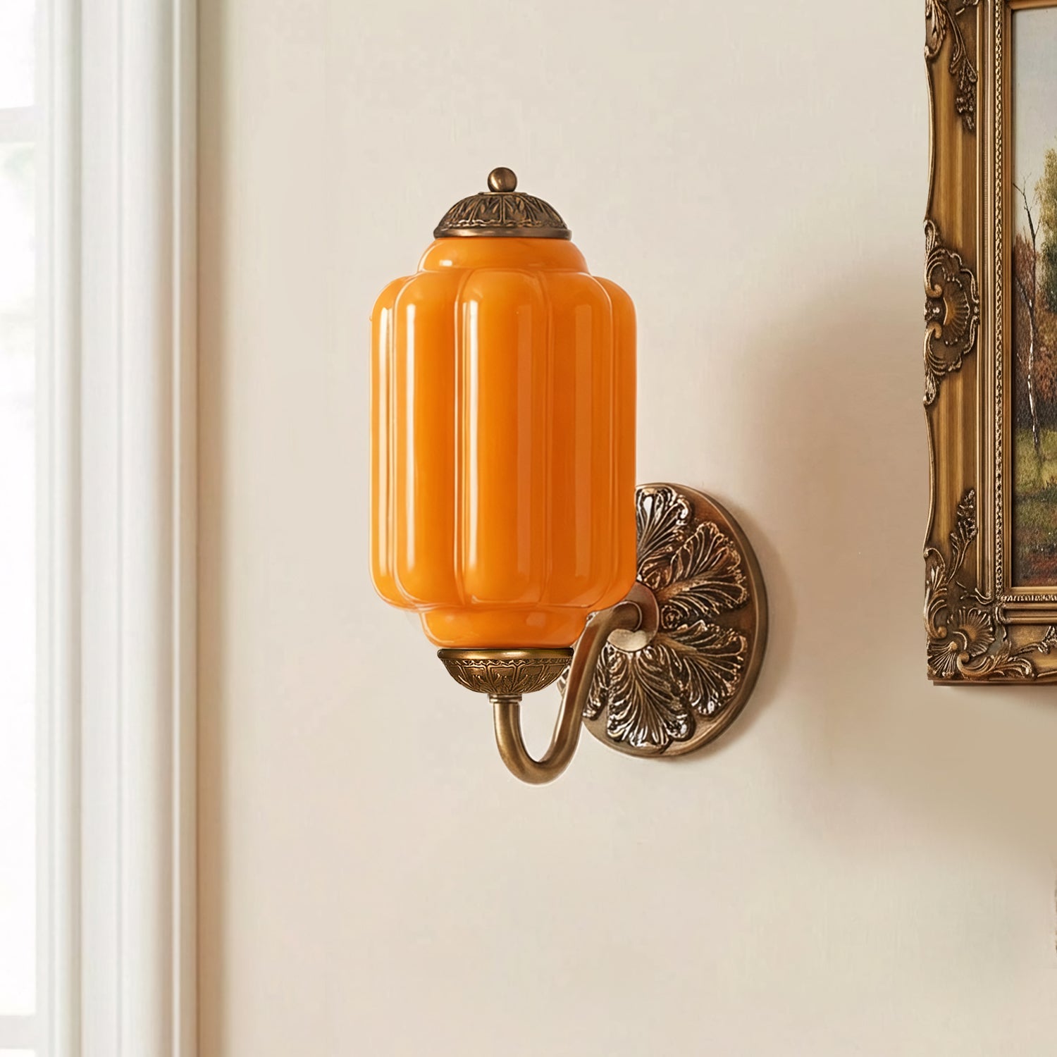 Vintage Wandlamp met Melkglas en Geolied Messing – Klassieke Retro Verlichting voor Hal, Slaapkamer, Woonkamer | Sansoti