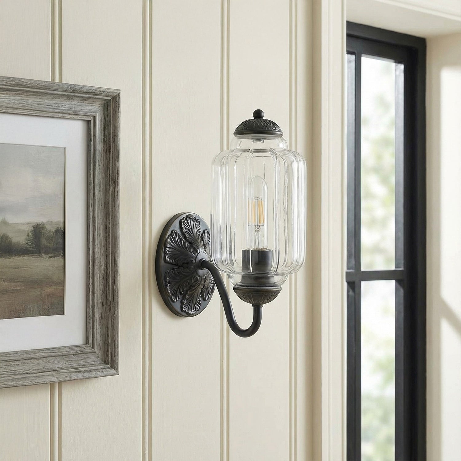 Vintage Wandlamp met Melkglas en Geolied Messing – Klassieke Retro Verlichting voor Hal, Slaapkamer, Woonkamer | Sansoti