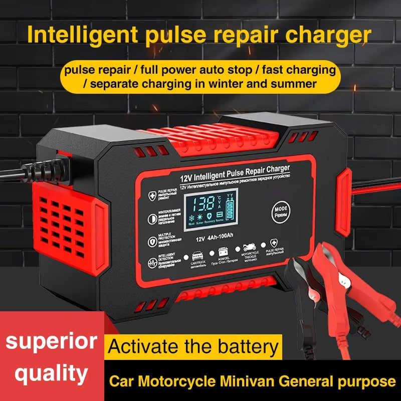 Intelligentes Batterieladegerät 12V 6A mit Impuls-Reparaturtechnologie für Auto Motorrad Boot Wohnmobil Wohnwagen Akku-Pflege | Sansoti