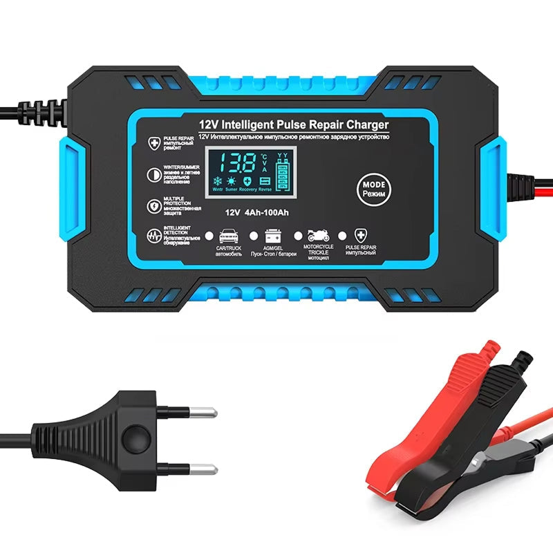 Intelligentes Batterieladegerät 12V 6A mit Impuls-Reparaturtechnologie für Auto Motorrad Boot Wohnmobil Wohnwagen Akku-Pflege | Sansoti