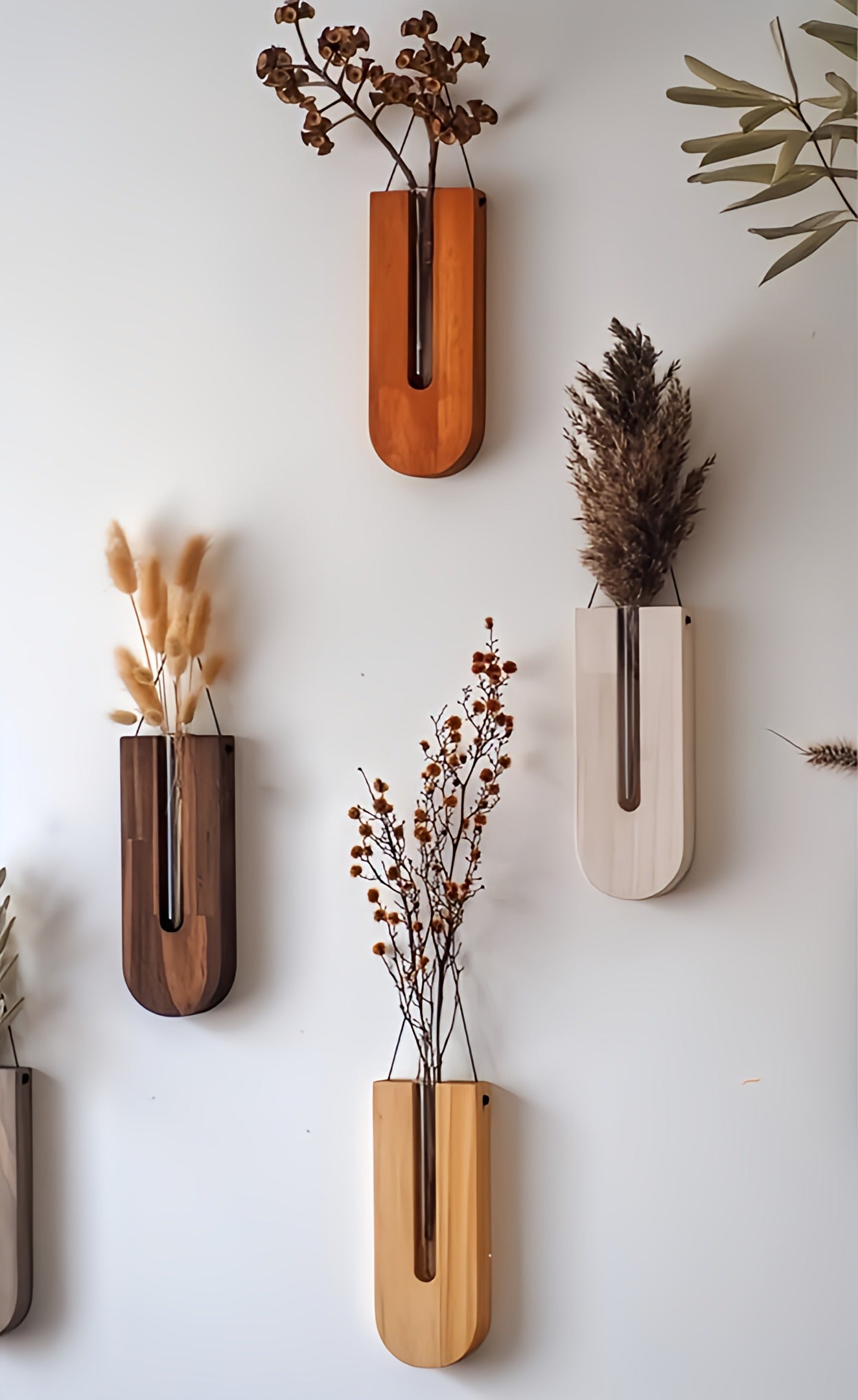 Wandblumenhalter aus Holz, 7-teiliges Set, Kiefernholz, vertikaler Pflanzenhalter | Restfield