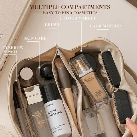 Cosmetica Organizer Tas met Vakken | Reis Make-up Toilettas voor Dagelijks Gebruik Onderweg en Thuis | Sansoti