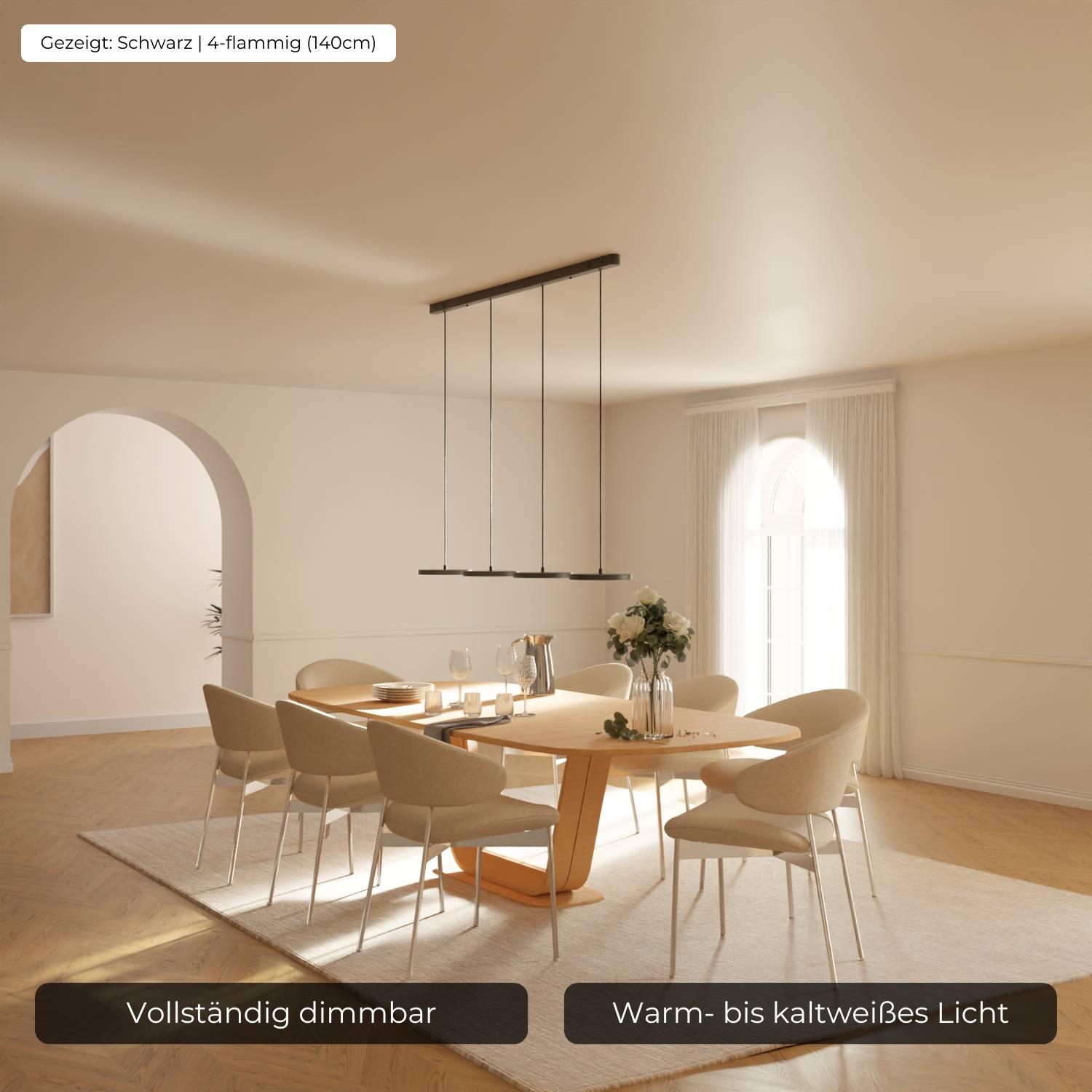 Design Hanglamp LED Aluminium 3-4 Lichts Zwart Eettafel Dimbaar Modern Pendellamp Minimalistisch Interieur Verlichting | Sansoti