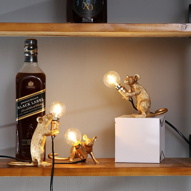 Muislamp met Uniek Design – Decoratieve Tafellamp Speelse Muis – Warm Sfeerlicht voor Woonkamer Slaapkamer Kantoor | Sansoti