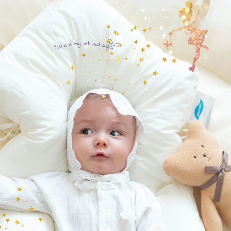 Ergonomisch Babykussen Katoen Memory Foam 72x42cm Hoofdsteun 0-2 Jaar Wiegkussen Hypoallergeen Pasgeboren | Sansoti