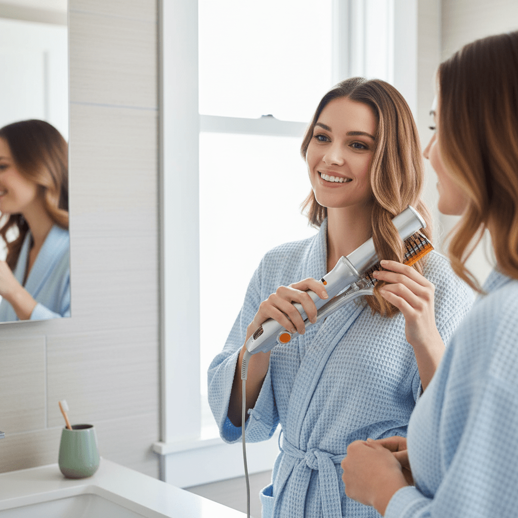 2-in-1 Roterende Haarstyler Borstel voor Volume en Glans – Professioneel Stylen Thuis | Sansoti