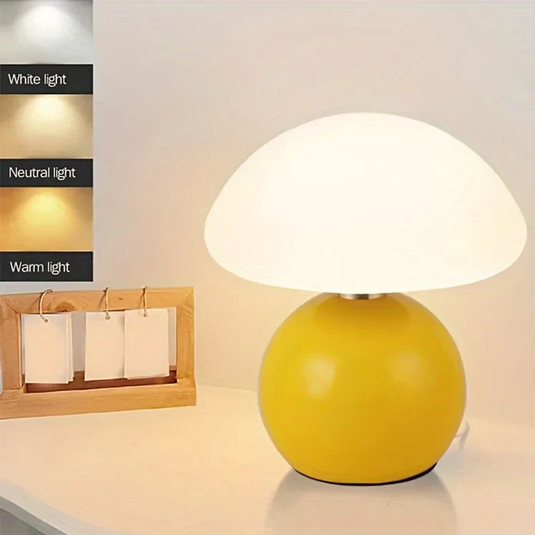 Tafellamp Paddenstoel Crème Keramiek Retro Design Dimbaar LED | Sansoti