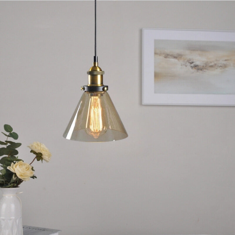 Industriële Glazen Hanglamp Metaal E27 Verstelbaar Snoer Transparant Amber Rookgrijs Binnenverlichting | Sansoti
