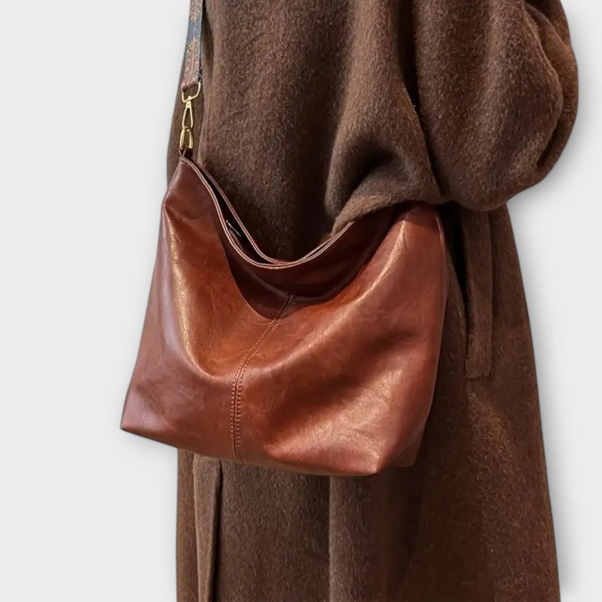 Bolso bandolera vintage para mujer, burdeos, con correa bordada ajustable, espacioso, cierre de cremallera, para uso diario | Sansoti