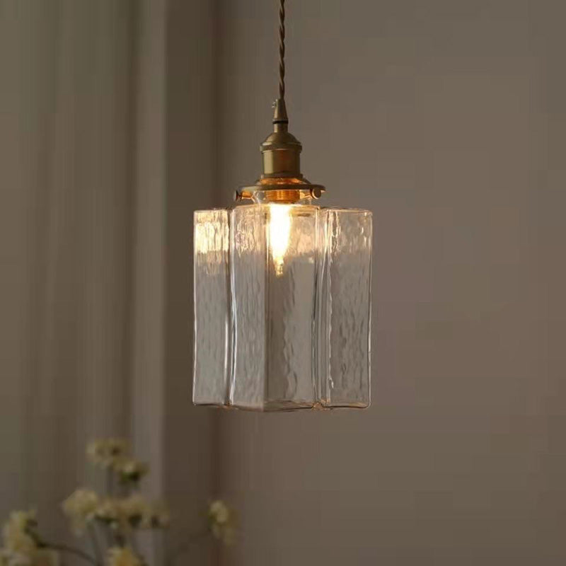 Vintage Hanglamp met Gegolfd Glas & IJzeren Armatuur – Vierkant/Rechthoekig – Scandinavisch Design voor Woonkamer | Sansoti