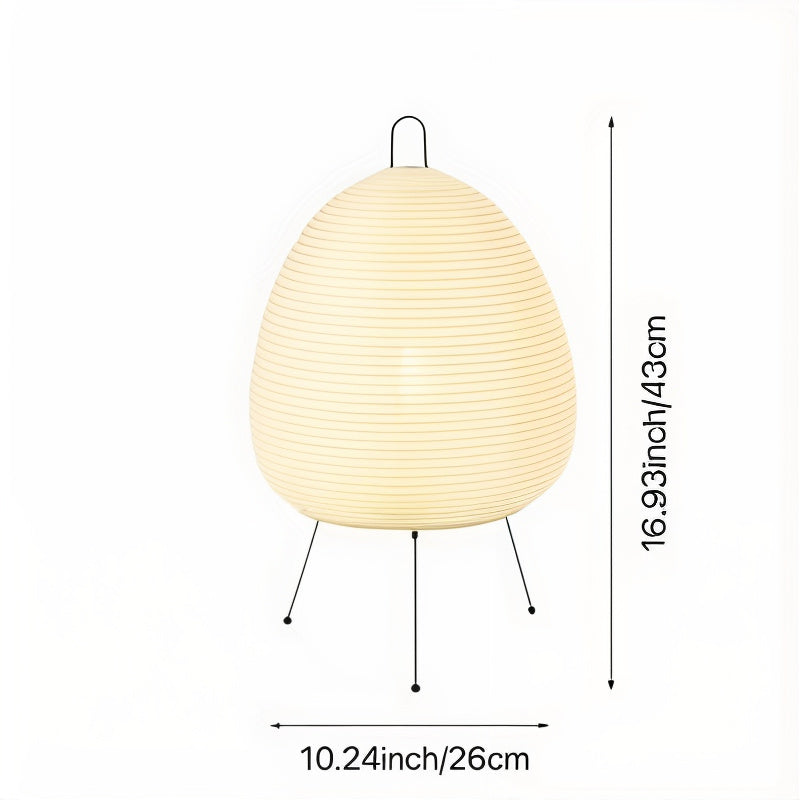 Round Table Lamp with Rice Paper and Bamboo - Japanese Inspired Minimalist Design - Warm White 2700K LED - Ø25×38 cm | Sansoti