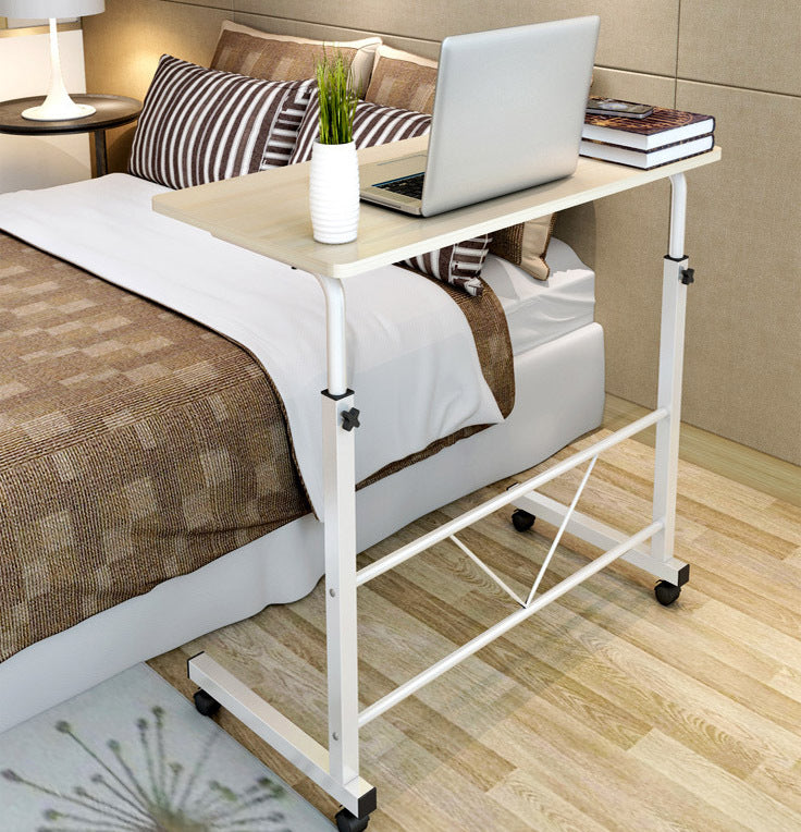 Verstelbare Laptoptafel Op Wielen Wit Staal Hout Hoogte Instelbaar Sofa Bijzettafel | Sansoti