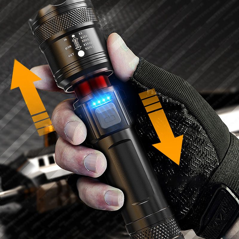 Leistungsstarke wiederaufladbare LED-Taschenlampe 7500 Lumen Wasserdicht IPX7 USB-C Camping Outdoor-Notbeleuchtung Taktisch | Sansoti