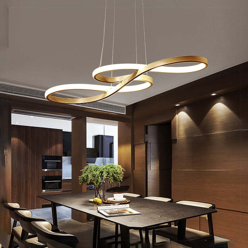 Musical Note Pendant Light Black Gold Design LED Adjustable Dining Room Living Room Modern Fixture Ambient Lighting Interior | Sansoti