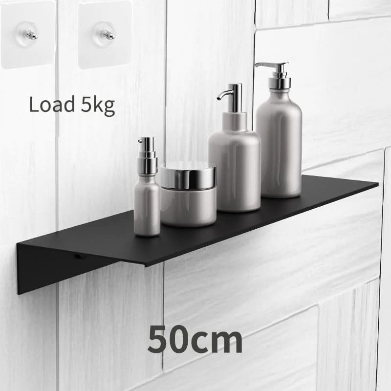 Étagère murale flottante sans perçage 30-50 cm, système de rangement pour salle de bains et cuisine, fixation adhésive, design minimaliste | Sansoti