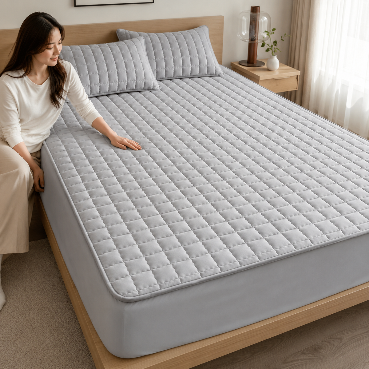 Protège-matelas déperlant avec couche supérieure matelassée pour une protection optimale et un confort accru dans la chambre | Sansoti