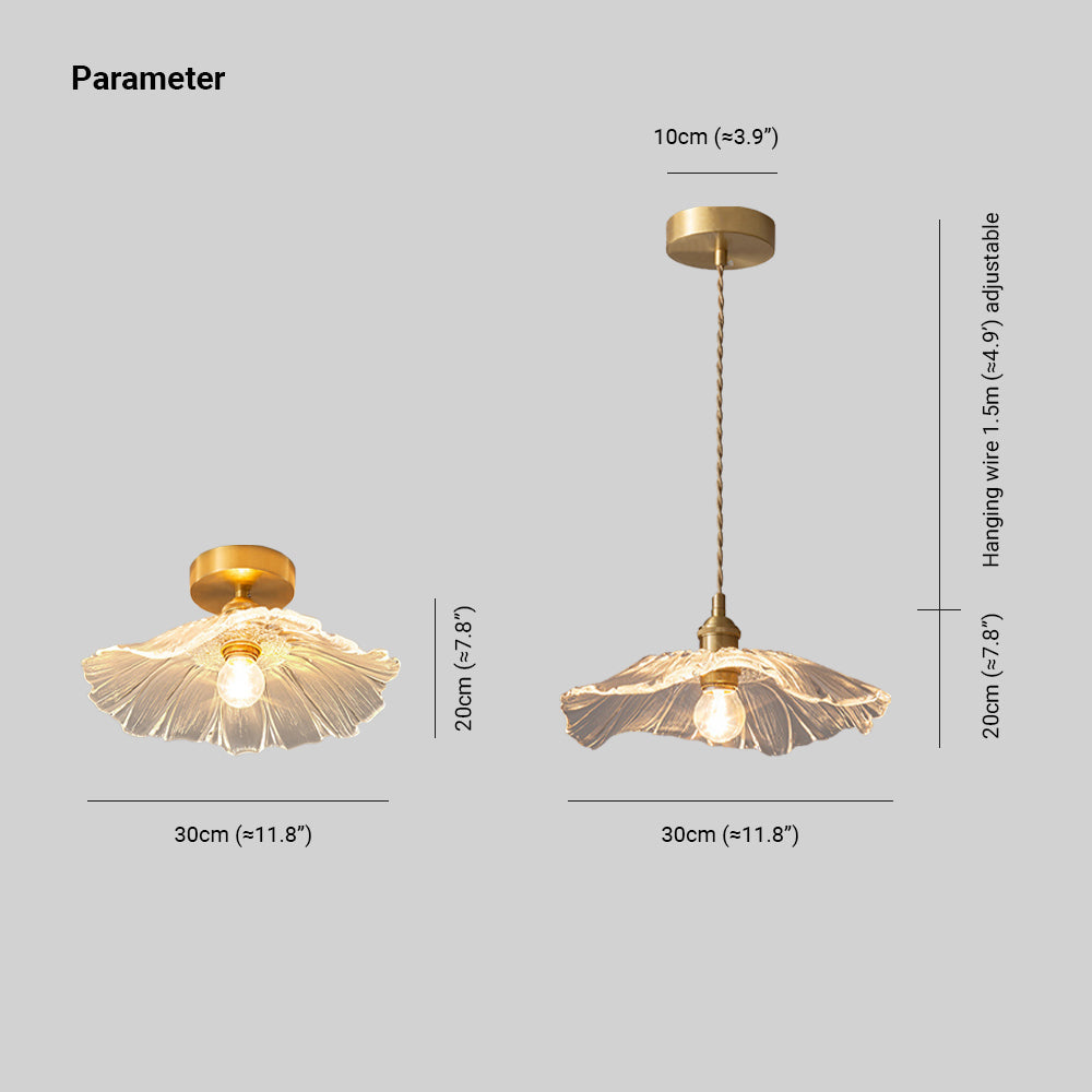 Glas-Blumen-Decken- und Hängeleuchte mit Messing-Innenlicht im Retro-Design für Esszimmer und Schlafzimmer | Sansoti