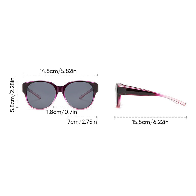 Overzet Zonnebril met Gepolariseerde UV400 Glazen – Past Over Normale Bril – Trendy Cat-Eye Montuur | Sansoti