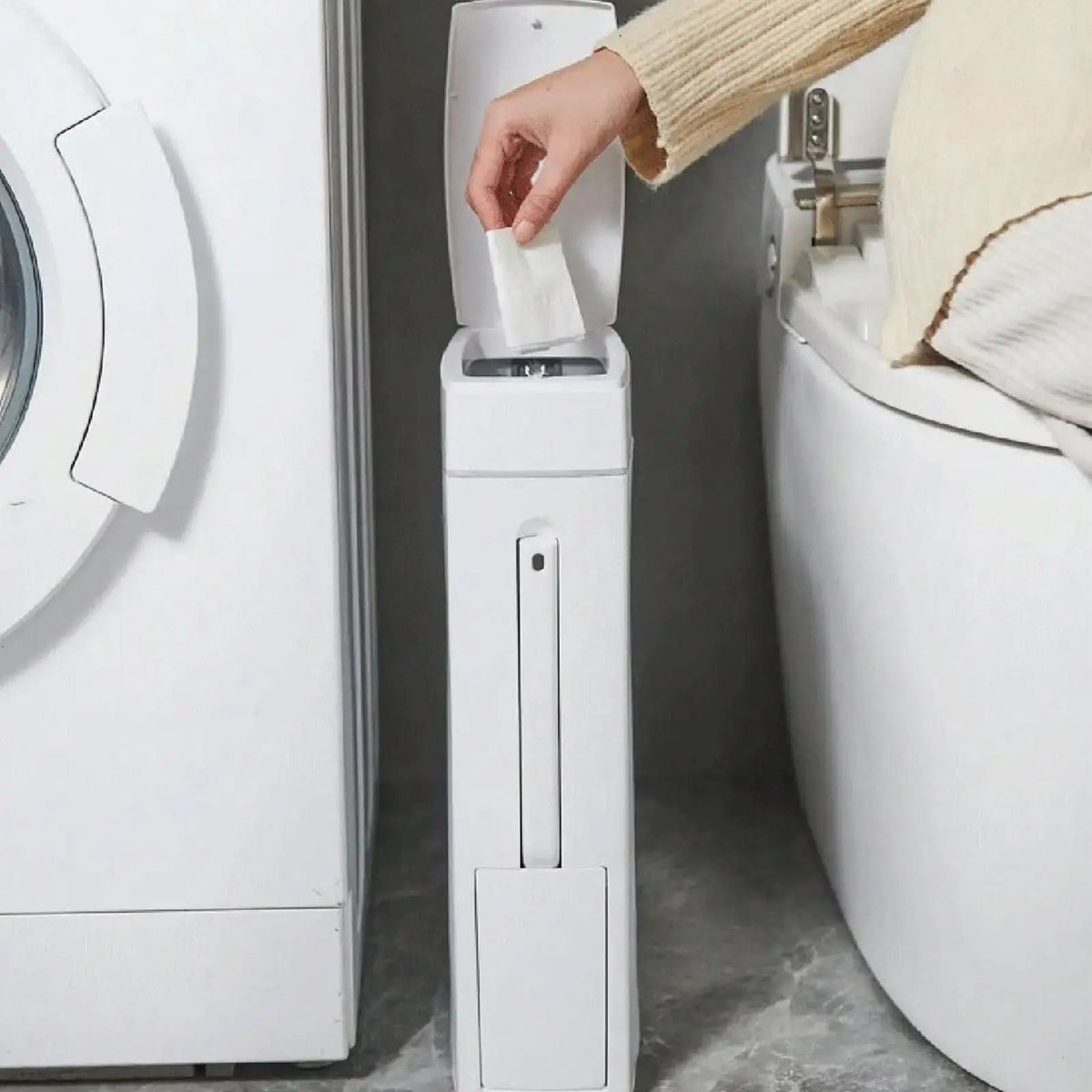 Compacte Afvalbak met Geïntegreerde Toiletborstel 4.5L Badkamer Hygiëneset Ruimtebesparend WC Organizer | Sansoti