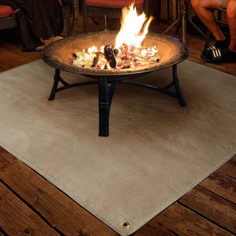 Vuurvaste Mat Hittebestendig 800°C Glasvezel Aluminiumfolie BBQ Vuurkorf Terras Bescherming Opvouwbaar Herbruikbaar Vloer Tuindecoratie | Sansoti