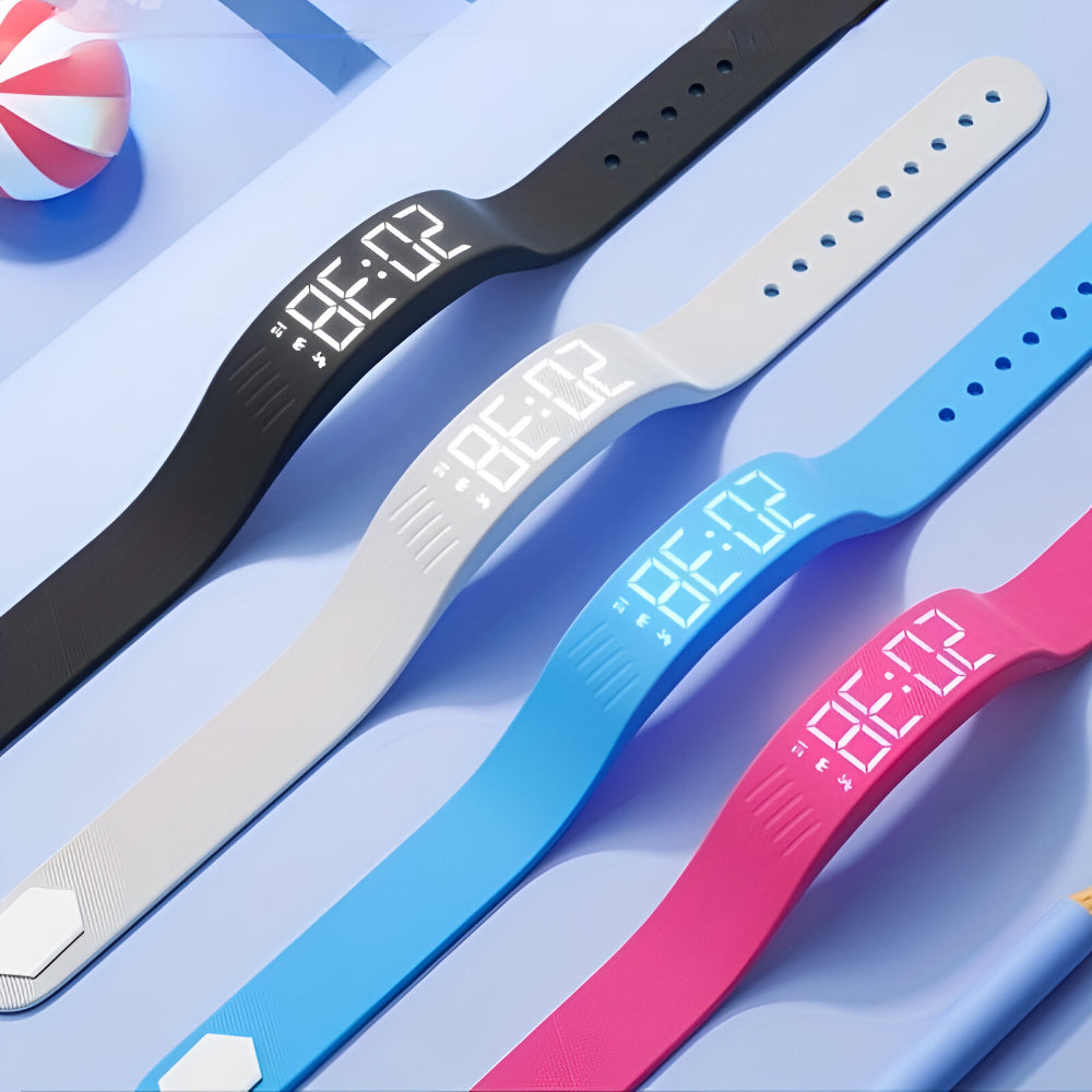 Digitaal LED Sporthorloge met Siliconen Band Waterdicht Licht Dames Heren Unisex Training Fitness Dagelijks Gebruik USB Oplaadbaar | Sansoti