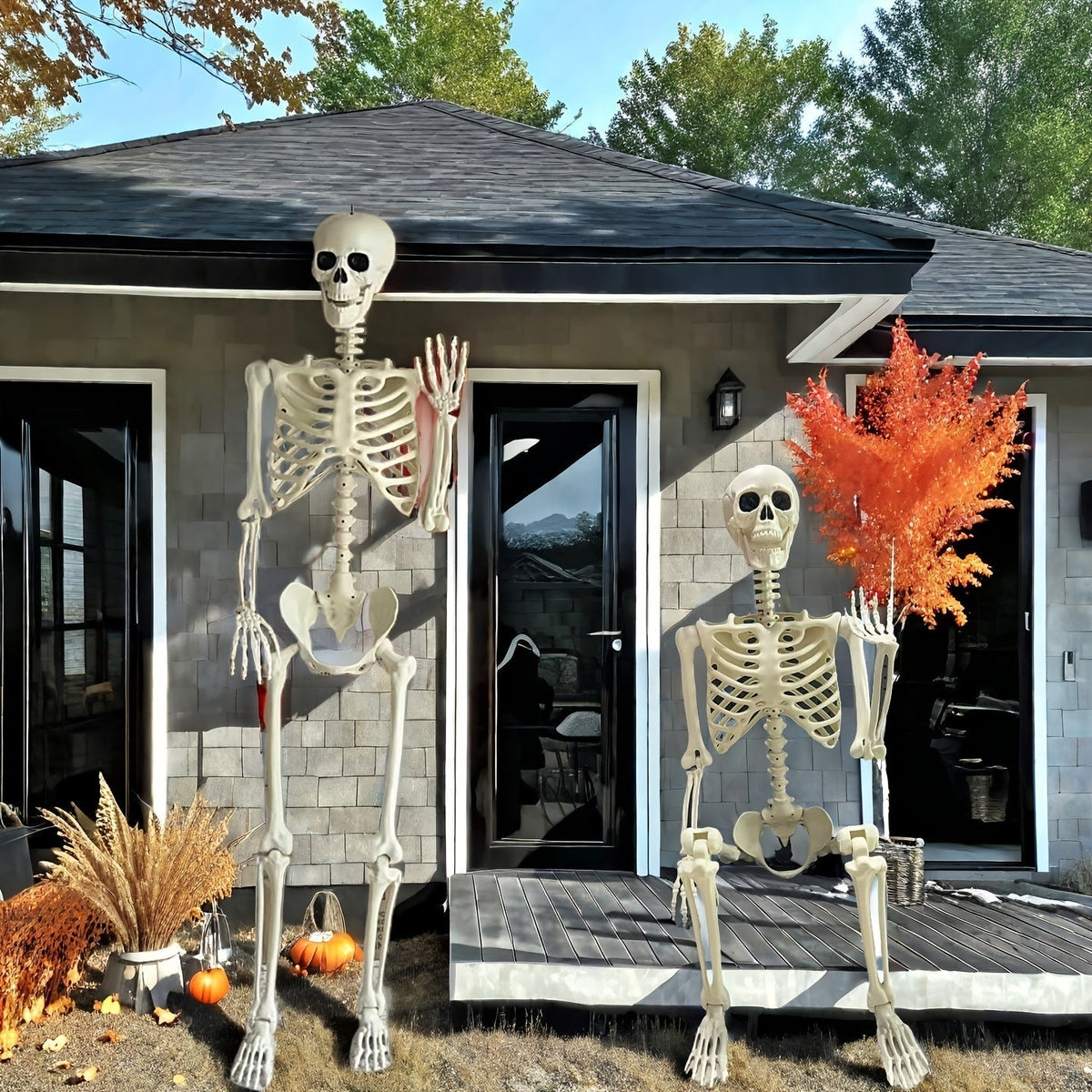 Skeletfiguur 168 cm Verstelbaar Zwart Halloween Tuindecoratie Buitenfiguur Feestdecoratie Horror Decoratie | Sansoti