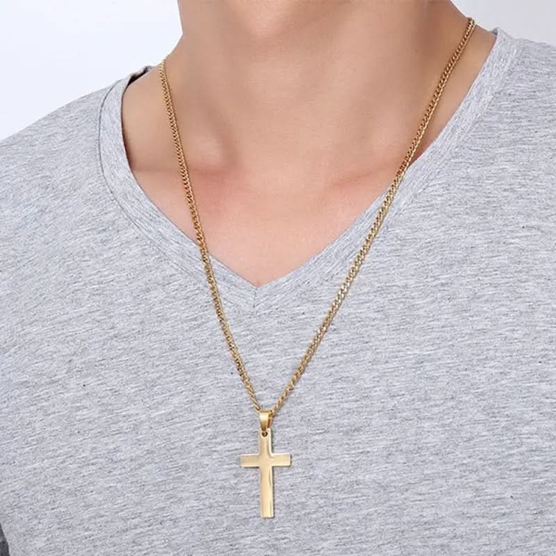 Kruisketting Heren RVS Hanger Religieus Symbool Dagelijks Stijlvol Cadeau Zwart Zilver Goud Sieraad Accessoire | Sansoti