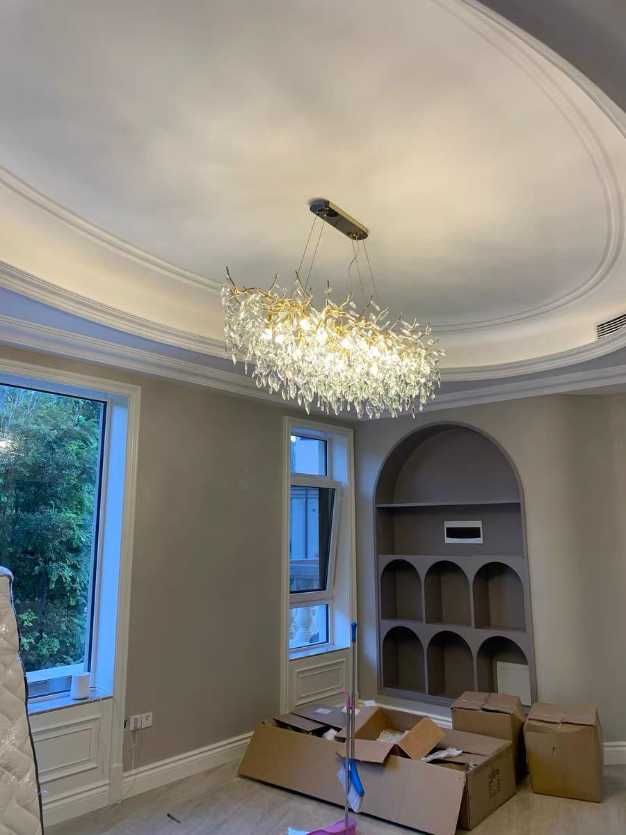 Lustre en cristal au design de branches avec éclairage LED G9, à intensité variable, pour salle à manger et salon, éclairage d'ambiance | Sansoti