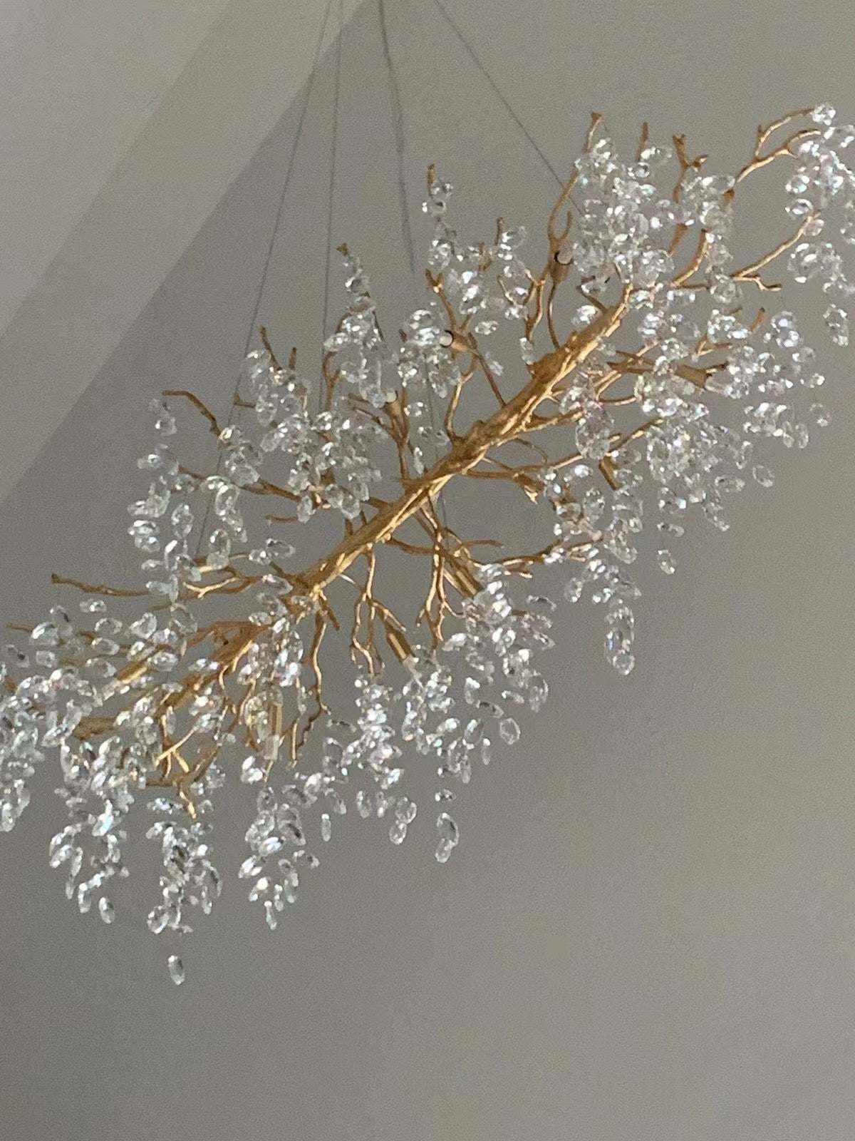 Lustre en cristal au design de branches avec éclairage LED G9, à intensité variable, pour salle à manger et salon, éclairage d'ambiance | Sansoti