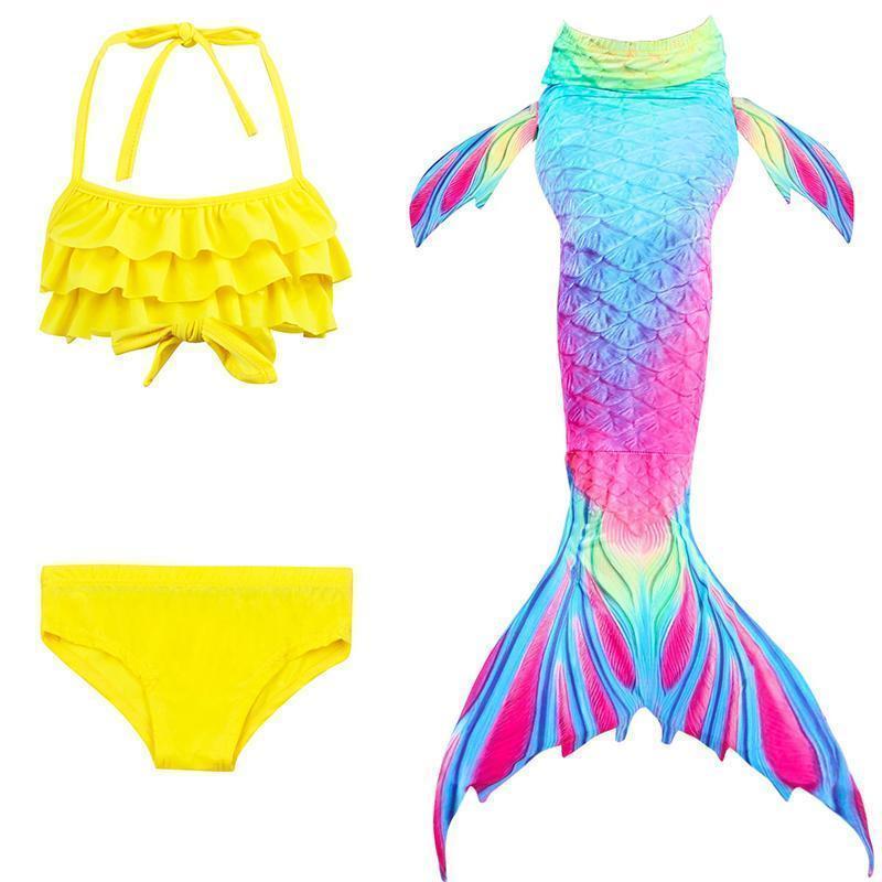 Meerjungfrauen-Schwimmset für Mädchen, 3-teilig, mit Schwanz, Top und Höschen, Schwimmbad, Strand, Kostüm für Verkleidungspartys, Fantasie | Sansoti