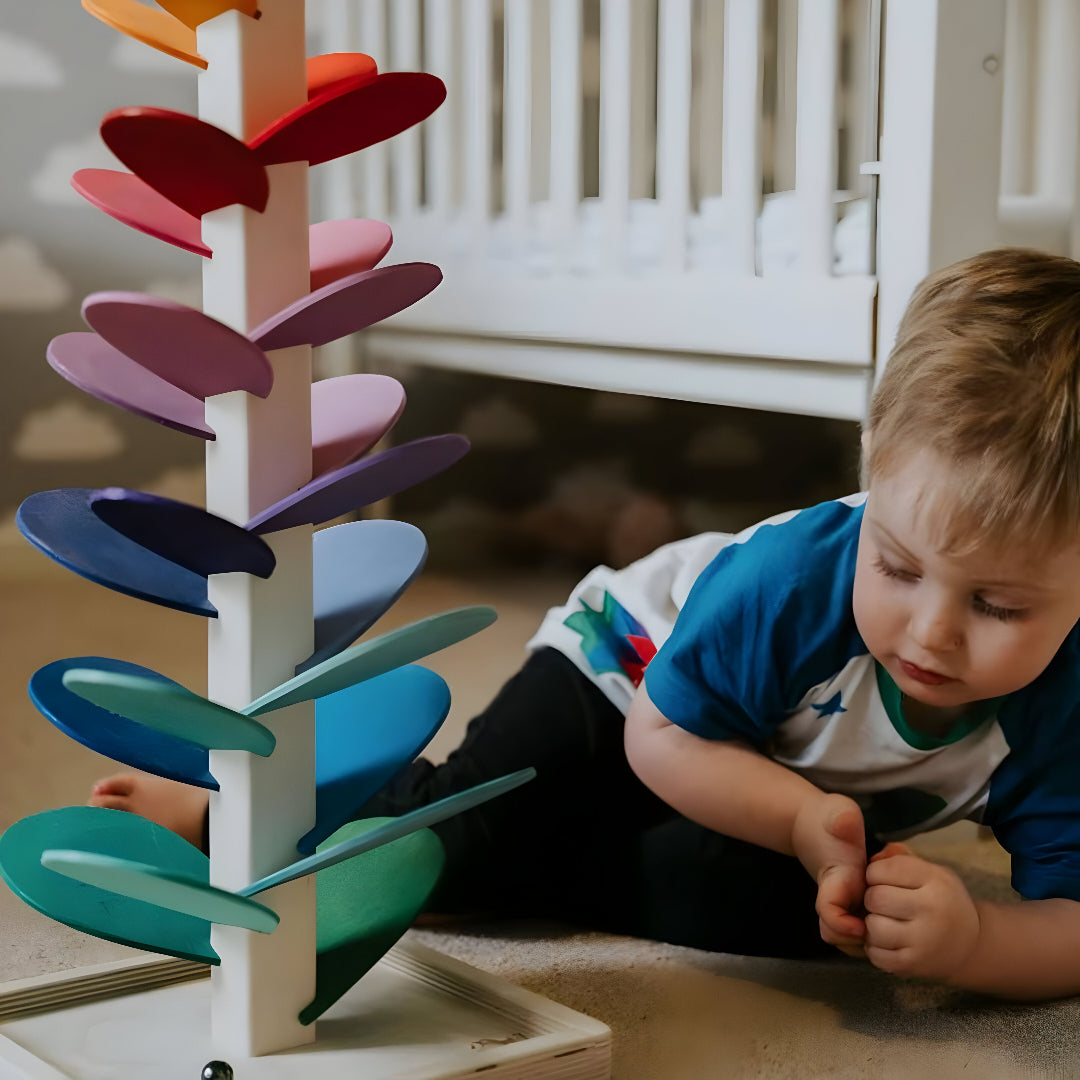 Houten Knikkerbaan Educatief Speelgoed Gekleurd Montessori 71cm Vanaf 10 Maanden | Sansoti