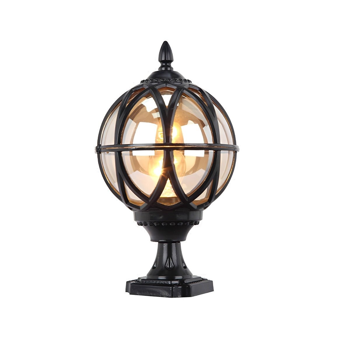 Outdoor Globe Lamp Glass Weather-Resistant Garden Lighting Hardwired E27 Aluminum Rustic for Fence Patio | Sansoti